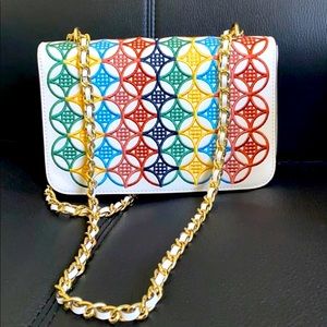 Tory Burch Robinson embroidered White crossbody shoulder bag